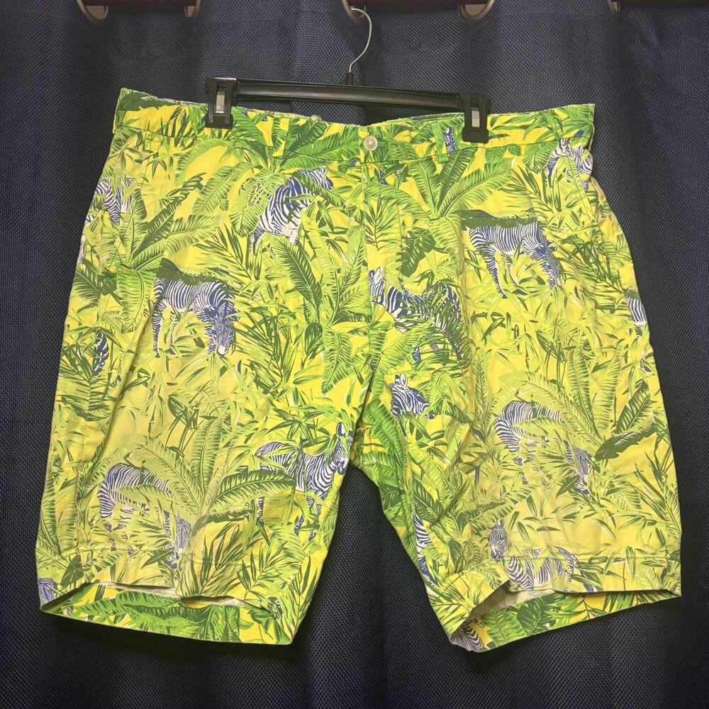 POLO Golf Ralph Lauren Men’s Size 40 Yellow Zebra/Palm Print Shorts